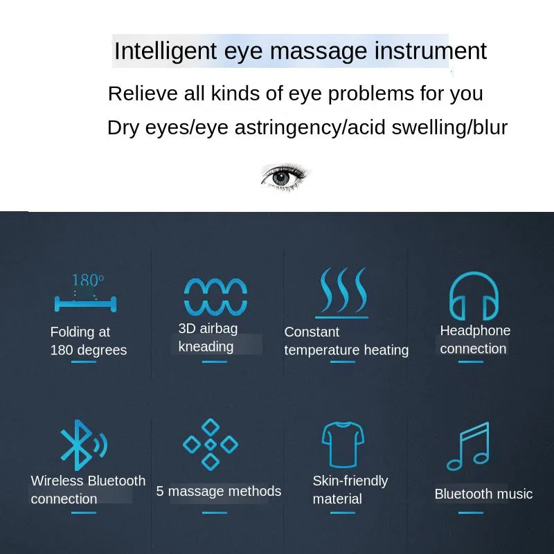 Bluetooth музыкальный массажер для глаз, складной вибратор, горячий компресс, завязанные глаза, воздушный компрессионный массаж, маска для глаз, снимающая усталость