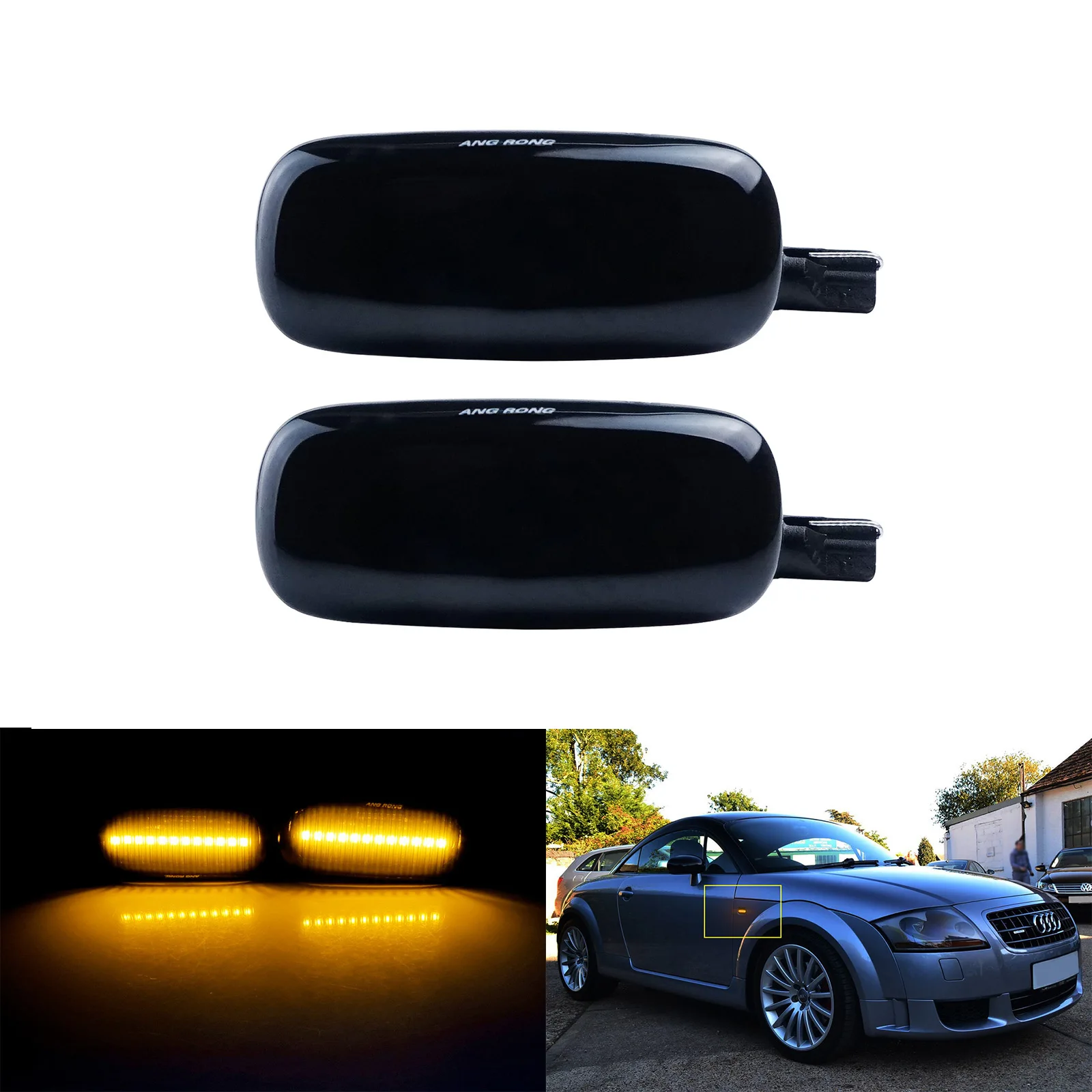 

For Audi A2 A3 S3 A6 A8 TT Black Smoked Lens LED Side Indicator Repeater Light