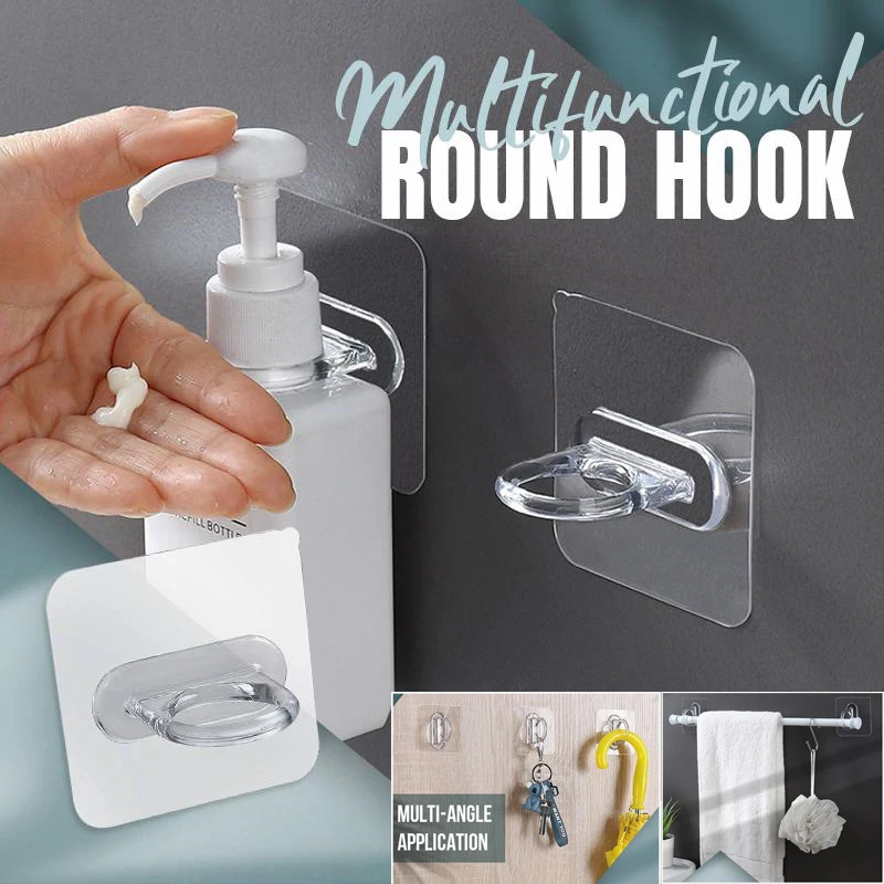 Multifunctional Round Hook,kitchen Bathroom Waterproof No Drilling Self Adhesive Hooks, Wall