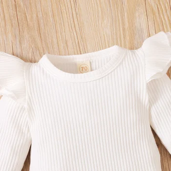 Lioraitiin 0-18M Newborn Infant Baby Girl 3Pcs Autumn Fashion Clothing Set Long Sleeve Solid Bodysuit Top Leopard Skrit 3