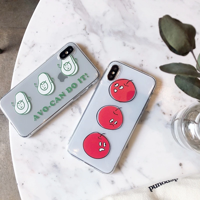 Летние чехлы с фруктами авокадо для Iphone XR милые буквами телефонов XS Max 6 6S 7 8 Plus