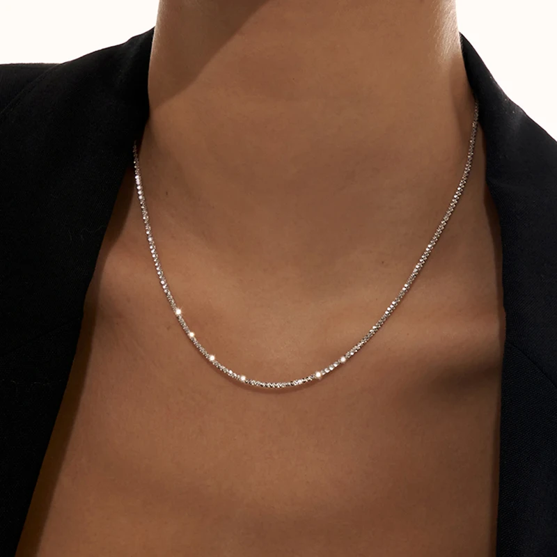 Peri'sBox Gold/Silver Color Flat Shiny Glossy Chain Necklaces Minimalist Statement Elegant Chokers For Women Jewelry 2021 Hot - Image 4