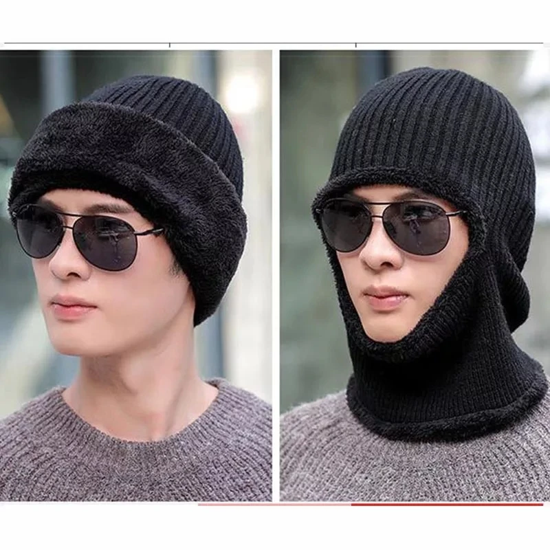 Мужская зимняя шапка, вязаная шапка унисекс, маска, шарф Skullies Beanies, шапки для мужчин и женщин, теплый мягкий мех, шерстяной берет, вязаная шапка, шапки