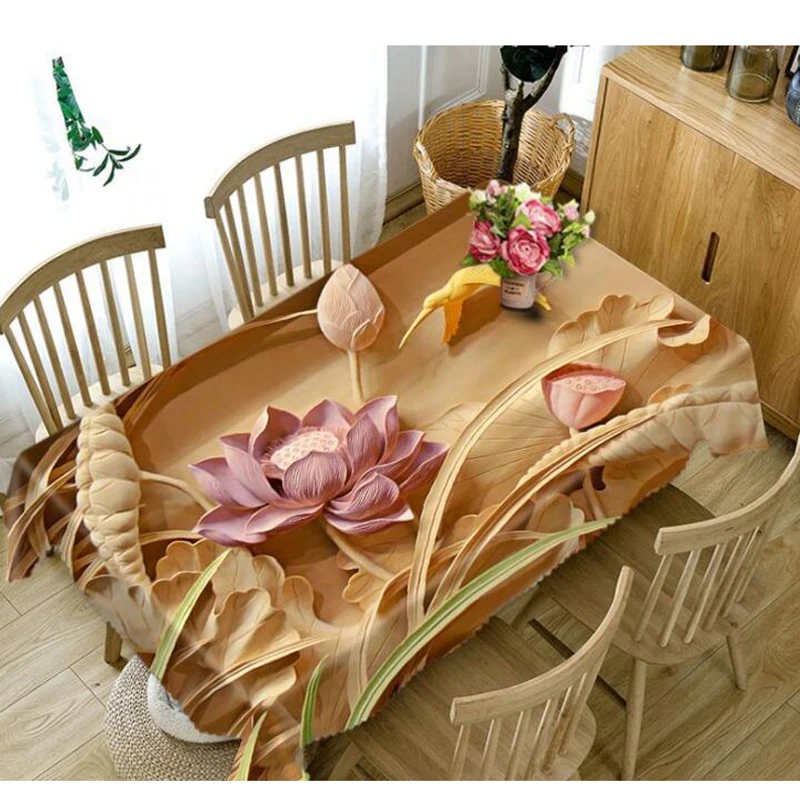  3D Nordic color stitching rose Tablecloth Creative Colorful Wallflower Pattern Washable Thicken Rec