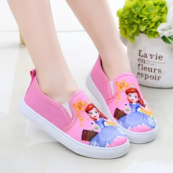 

2020 Children Canvas Casual Shoes Kids Lovely Flat Heels Shoes Girls Princess Solid Color Sneakers
