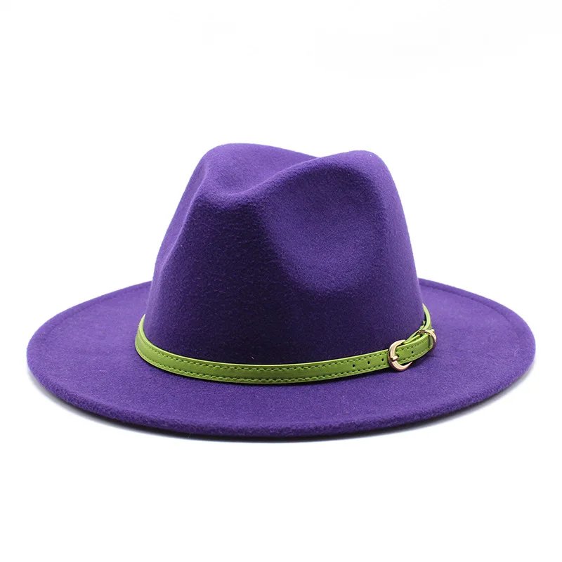 red bottom fedora hat Men Fedora hats women Cowboy Simple woolen hat jazz hats British style hat Fashion hat autumn winter big along Multicolor hat white fedora