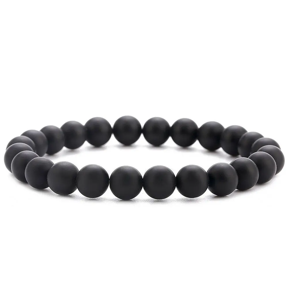 Beaded Bracelet 8mm Natural Stone Lava Tiger Eye Black Onyx Matte Healing Beads Bangle Stretch Charm Yoga For Women Men Jewelry - Image 3