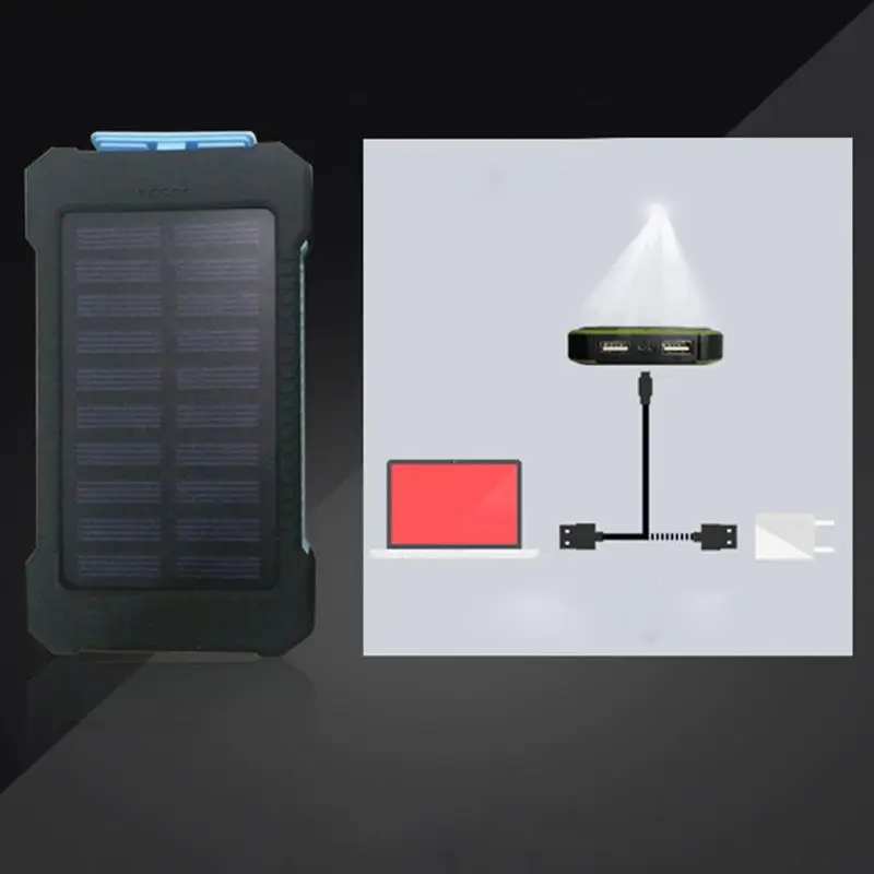 LED двойной USB порты панели солнечных батарей Внешний Аккумулятор Чехол
