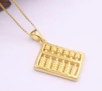 

New Pure 24K Yellow Gold Three-dimensional Pendant 28x14mm Abacus 2.58g NO Necklace