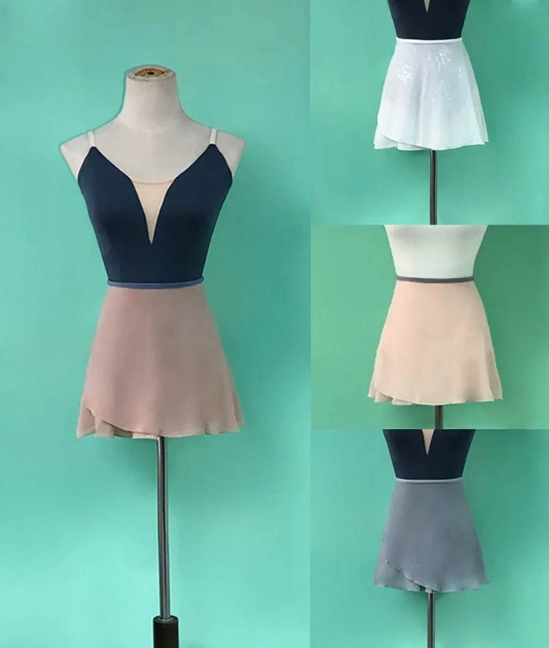 Women Ballet Small Apron Tutu Girls High Quality Chiffon Solid Color Practice Leotard Skirt Adult Elegance Dancing Dress | Тематическая