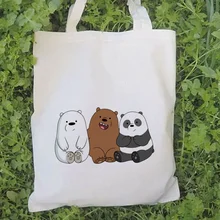 Ледяной медведь мультфильм Мы Голые Медведи Холщовая Сумка для покупок моющаяся Сумка-тоут повседневное использование многоразовая эко-сумка для женщин