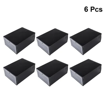 

6PCS Thickening Shoes Box Transparent Shoes Case Stackable Plastic Shoes Storage Container Household Shoe Storage Bin for Home U