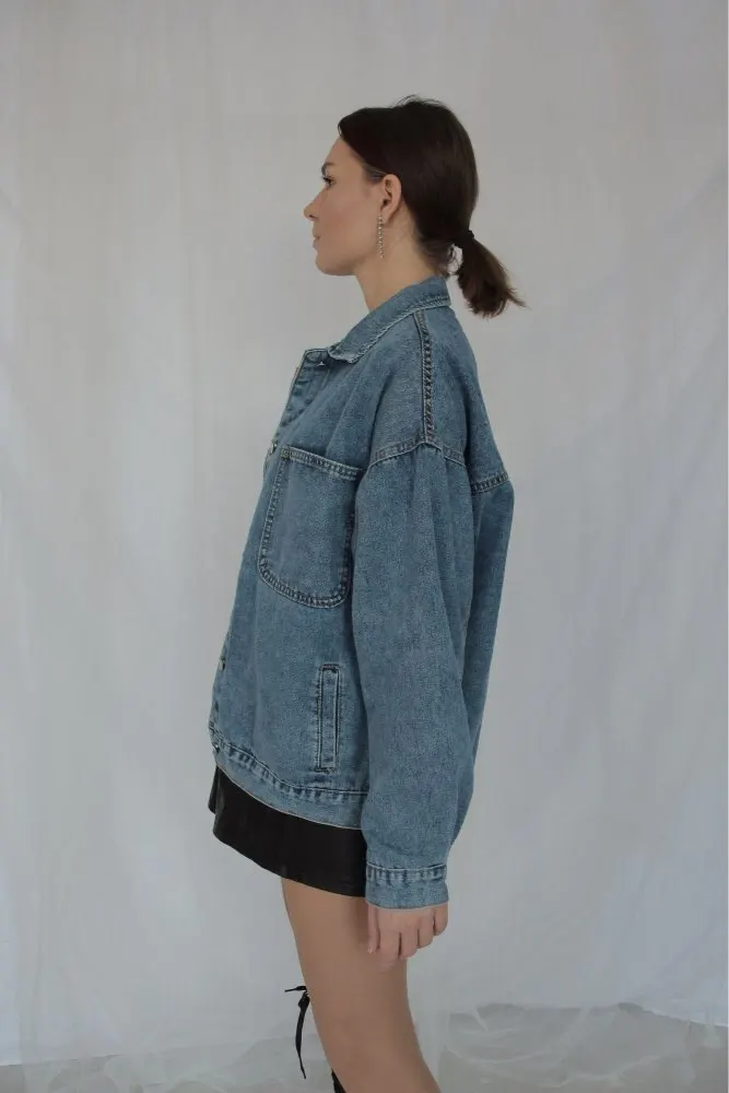 Syiwidii Jean Jacket Women Clothes Oversized Jeans Denim Coat Korean Coats Spring Fall 2021 New Jackets for Women Solid Casual