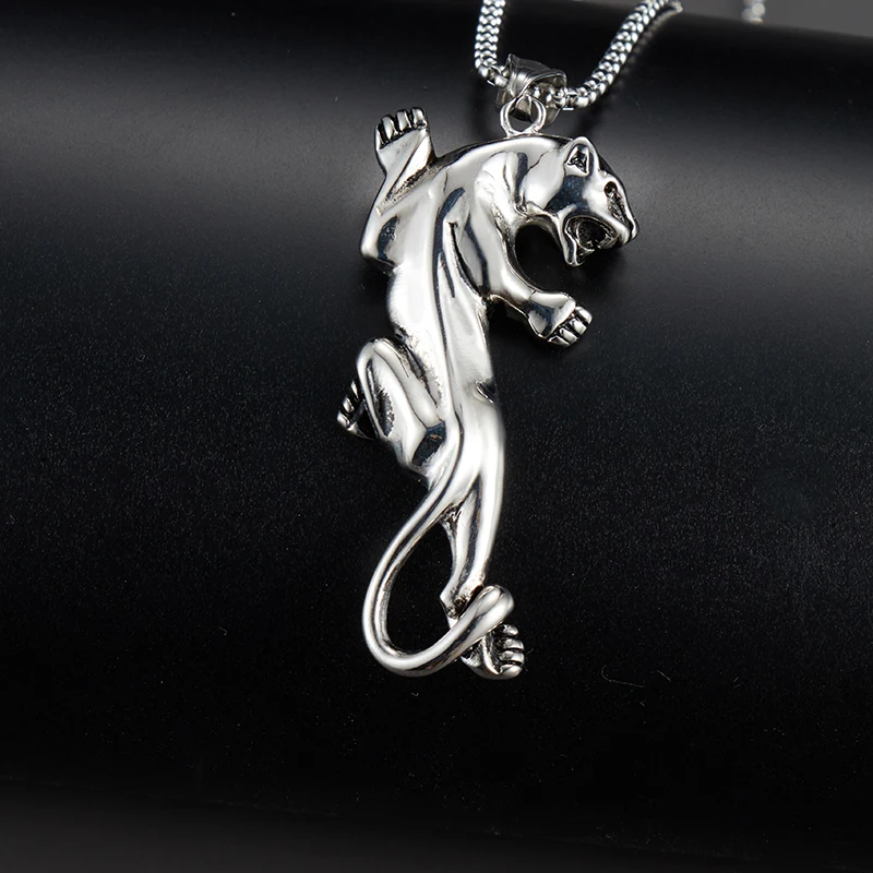OQEPJ, классическое ожерелье в форме гепарда, подвеска из нержавеющей стали, серебряный цвет, животное, пантера, ожерелья с леопардом, мужские ювелирные изделия с шармом