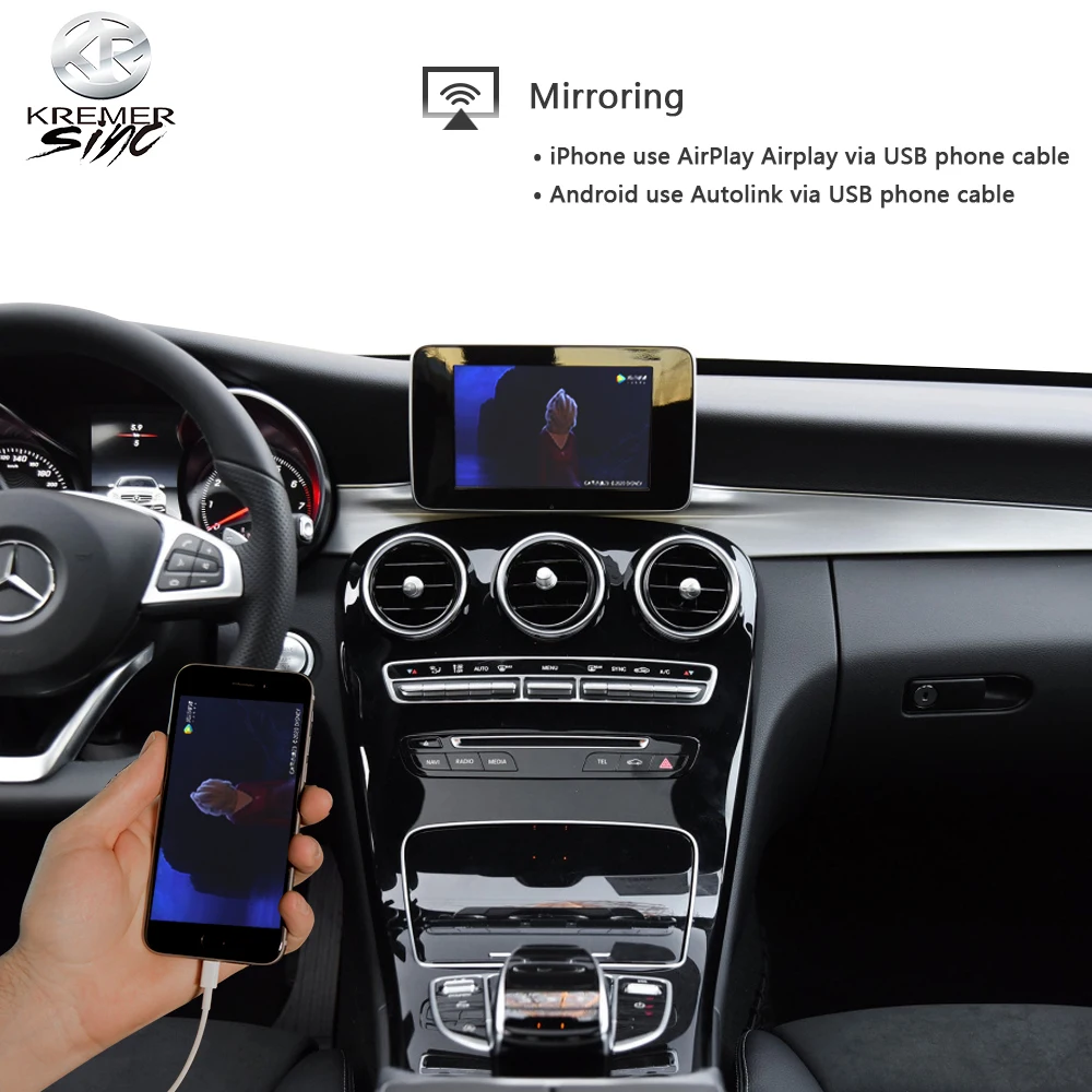 Беспроводной Apple CarPlay Android Авто модернизация для Mercedes Benz C Класс GLC CLA iSmart W204 W205 W203 W253