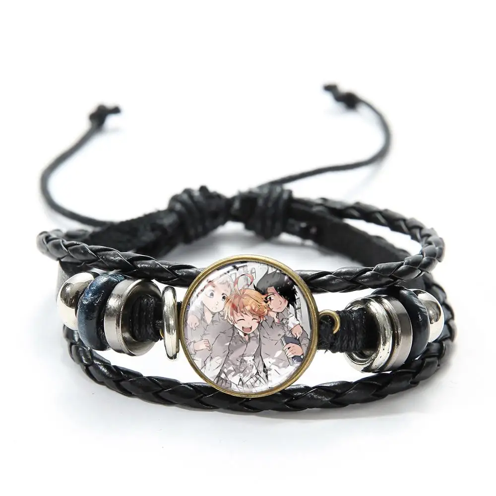 SONGDA Anime The Promised Neverland Bracelet Emma Norman Ray Brothers Cartoon Charm Casual Leather Bracelet Friendship Gift