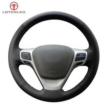 

LQTENLEO Black PU Artificial Leather Hand Sew Car Steering Wheel Cover For Toyota Verso EZ Avensis
