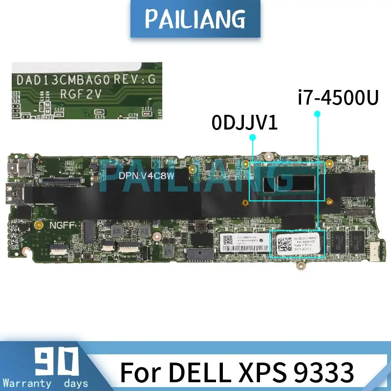 

PAILIANG материнская плата для ноутбука DELL XPS 9333 i7-4500U материнская плата DAD13CMBAG0 0DJJV1 SR16Z DDR3 tesed