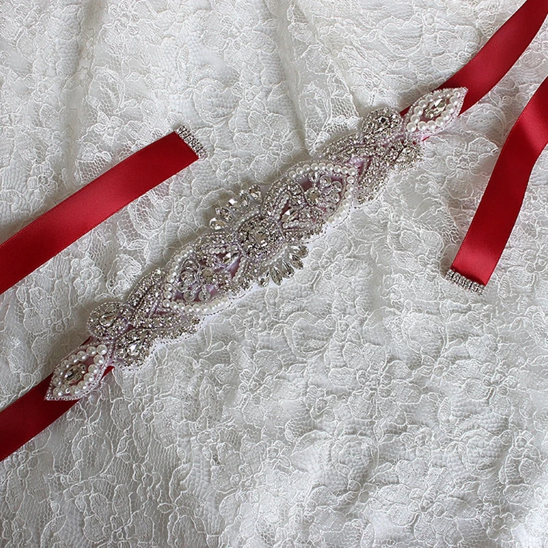Стразы пояс для невесты атласная лента отделка Аппликация Свадебное платье Декор