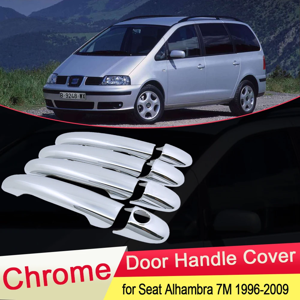 

Для Seat Alhambra MK1 7M 1996 ~ 2009 хромированная Дверная ручка Крышка внешняя отделка Catch Автомобильная крышка наклейки аксессуары 1997 1998 1999 2000