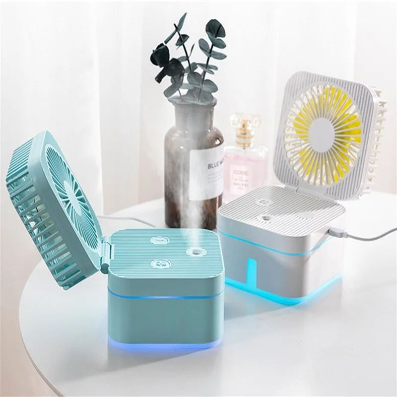 

LED Night Light USB Air Humidifier Purifier Moisture Cooling Fan Mini USB Rechargeable Humidifying Spray Humidifying Fan