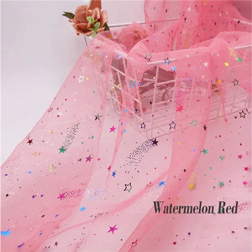 Watermelon 5 м/лот модная Яркая блестящая сетка со звездами дизайнерская танцевальная юбка для дня рождения кружевная ткань для шитья Tissu - Цвет: Watermelon