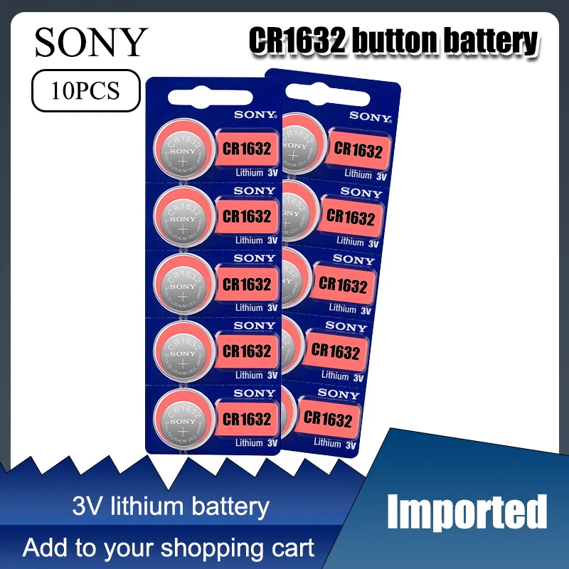 10pc/lot Sony Original CR1632 Button Cell Battery For Watch Car Remote