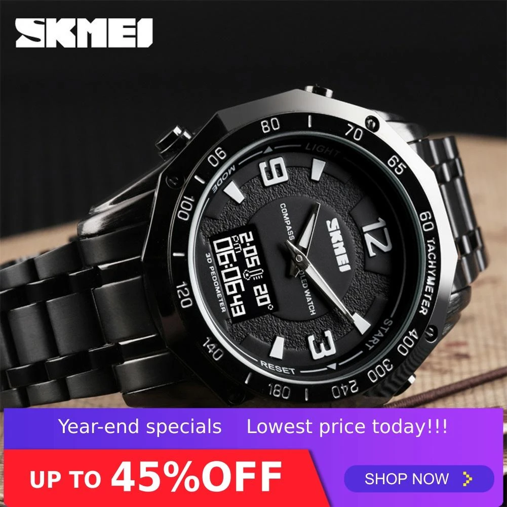 SKMEI Watch Men Dual Display Watches Compass Alarm Calorie Calculation Man Quartz Wristwatches relogio masculino not Smart 1464