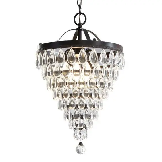 

American restaurant chandelier round crystal metal iron