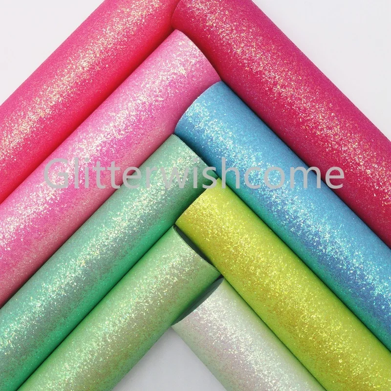 Glitterwishcome 21X29CM A4 Size Vinyl For Bows Neon Glitter Leather Fabirc Faux Sheets for GM3103B | Дом и сад
