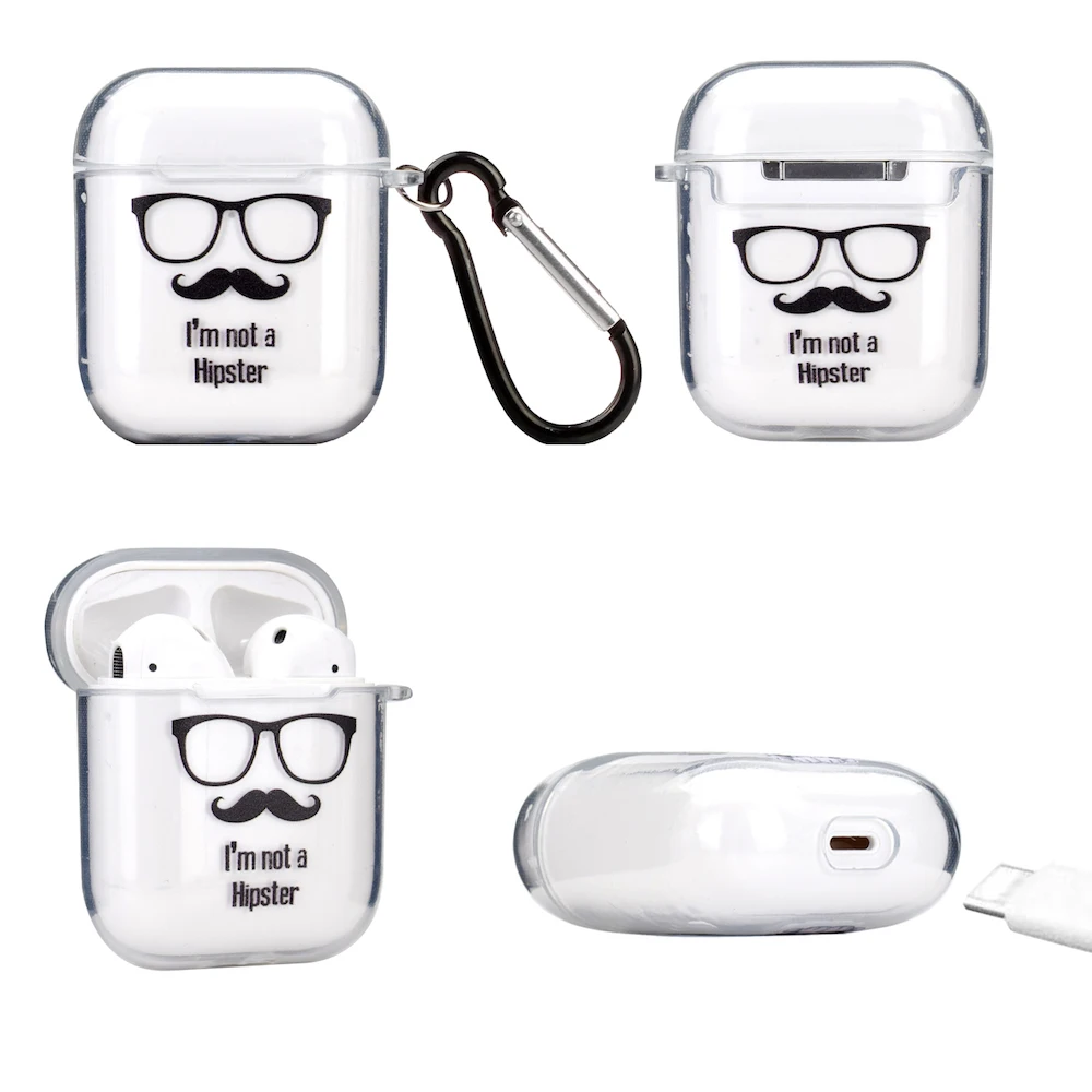 Мультяшный чехол для наушников для Airpods, чехол, милый силиконовый защитный чехол для наушников с Bluetooth, прозрачный мягкий чехол с крючком