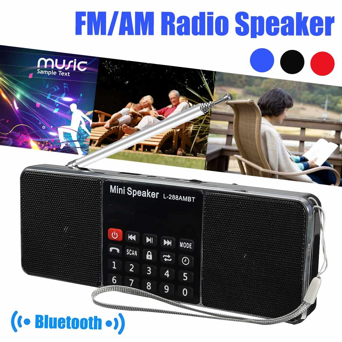 Портативный bluetooth FM/AM радио двойной динамик бас Голос ЖК цифровой дисплей стерео динамик MP3 музыкальный плеер Micro SD