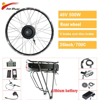 

48V 500W rear Motor Wheel Electric Bike Kit for 26" 700C Hub Motor 48V Lithium Battery LCD e bike Kit bicicleta eletrica