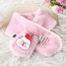 Рождественский плюшевый шарф-шарф с крестиком для маленьких детей; зимний теплый шарф с изображением Санта-Клауса и оленя