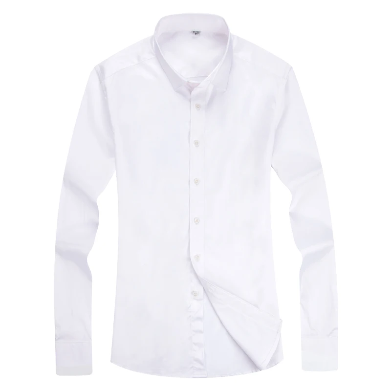 Men's Formal Dress Shirt White Black Blue Long Sleeve Shirts Men Business Slim Fit S-5XL