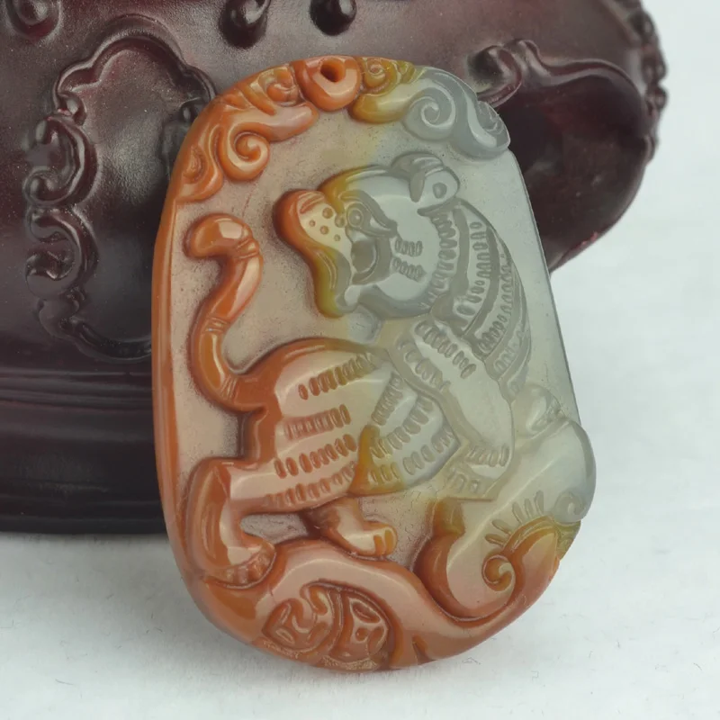 

Nature Color Jade Amulet jadite Pendant Chinese 12*Animal zodiac Tiger -Talisman