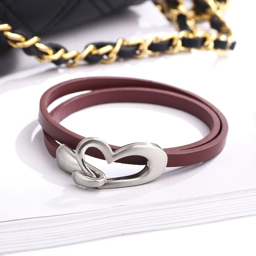 simple Multilayer Heart Shape Charm Cuff Bracelet For Women Suitable for bracelets and chokers - Image 5