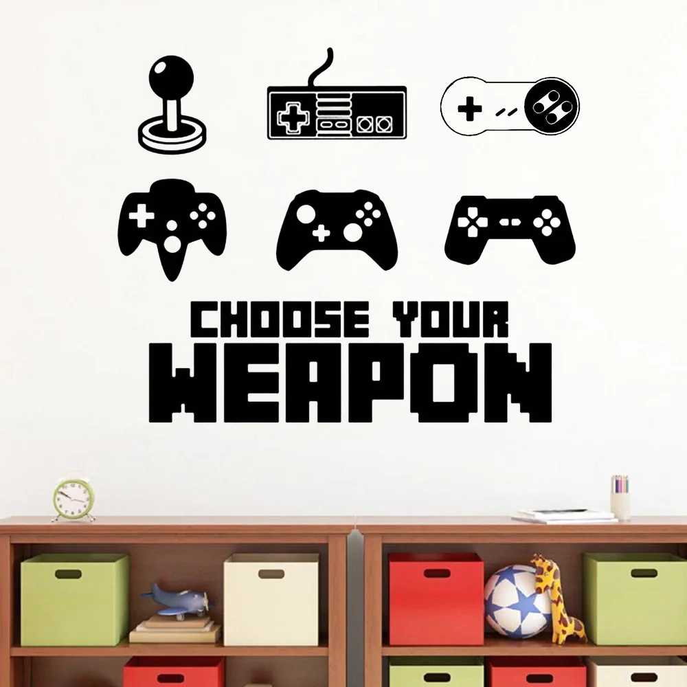 

Настенная Наклейка С игровым контроллером, художественный декор для подростковой комнаты, выберите свое оружие, Виниловая наклейка на стену, украшение для дома, игровая комната Z101