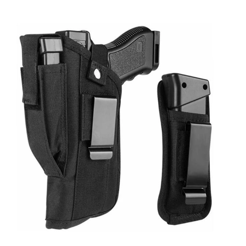 Tactical OWB Right Hand Pistol Gun Paddle Holster Magazine Pouch for Glock Black 