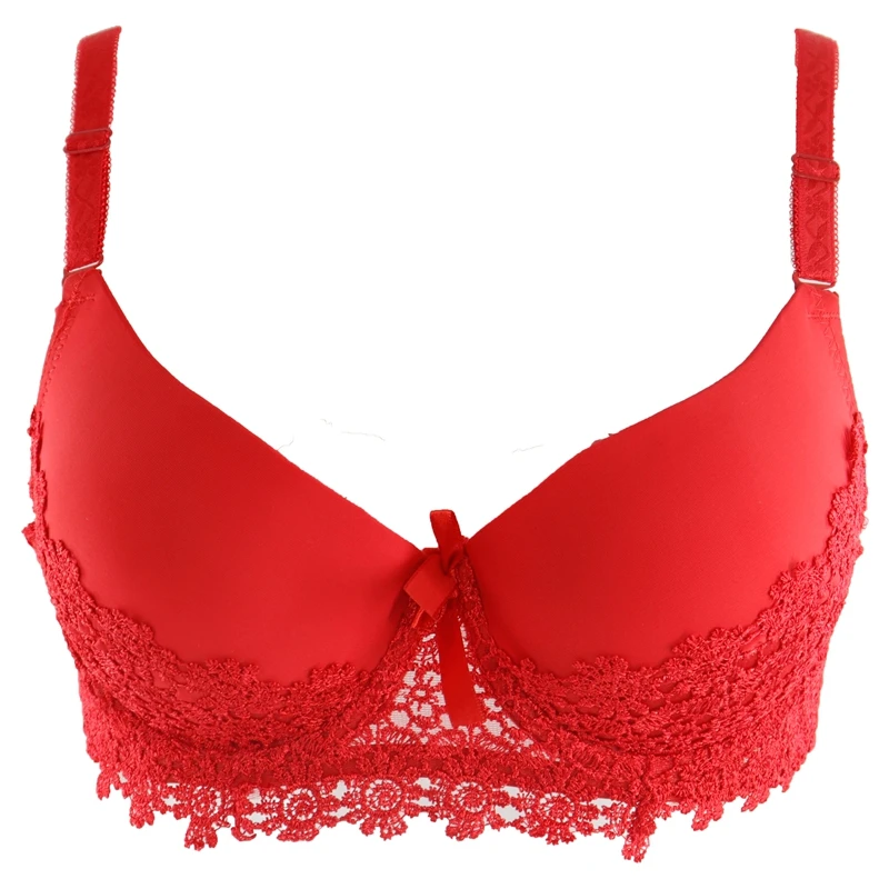 C9-Red Beauwear Big Size Lace Bralette Padded Push Up Bra Lingerie Plus Size Sexy Brassiere Underwear Padded B C Bh Plus Bras for Women - Color: C9-Red