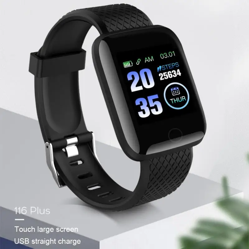 116 Plus Smart Watch IP67 Waterproof Color Screen Fitness Bracelet Heart Rate Blood Pressure Monitor Track Movement Pedometer 