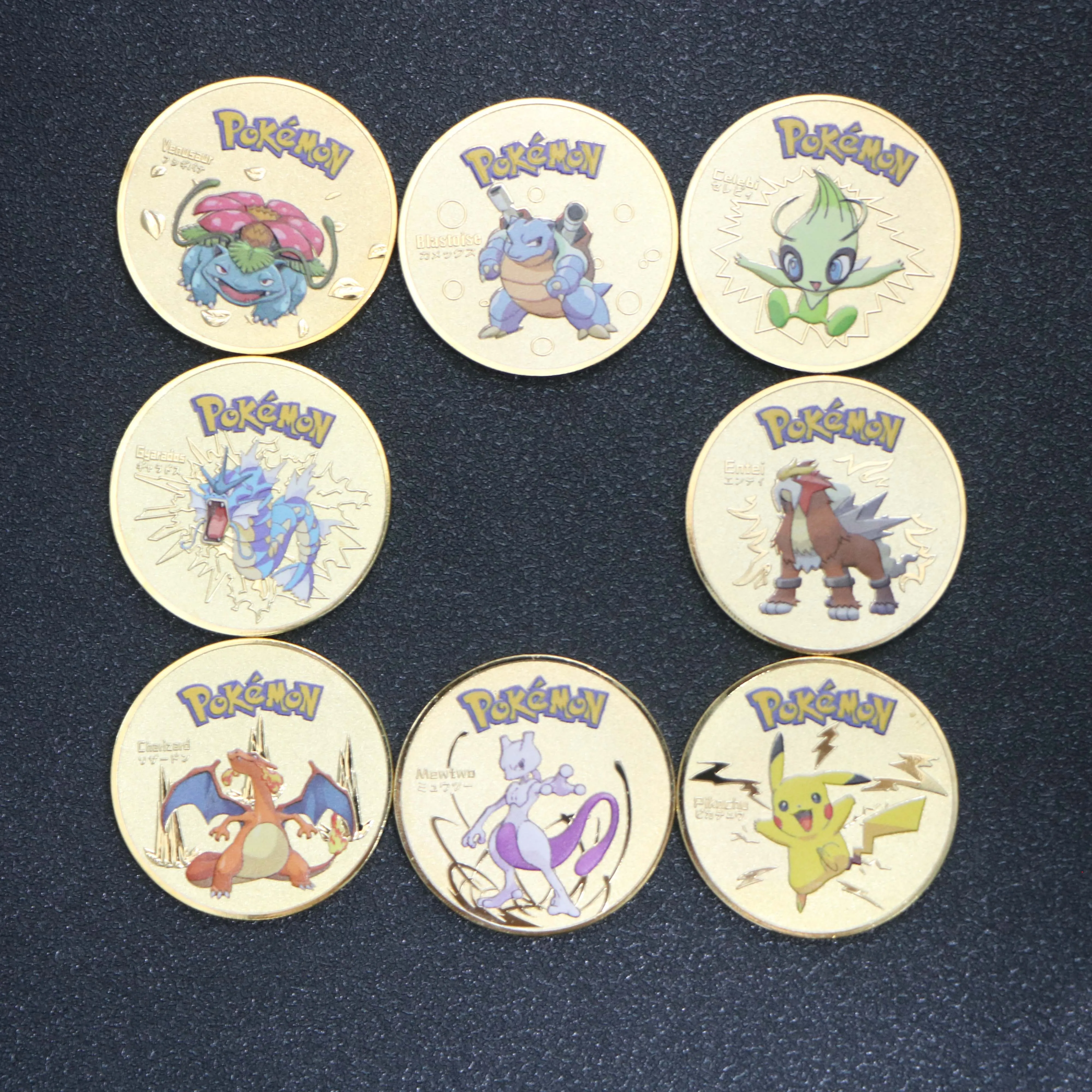 Amazing Non-Magnetic Japanese Cartoon Pokemon Gold Coin Children's Collection Gifts | Дом и сад