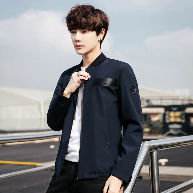 

2019 Spring Autumn New Casual Bomber Jacket Hip Hop Men Outwear Mens Baseball Collar Fashion Male Solid Jacket Streetwear Coats