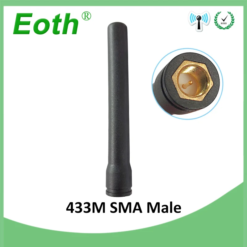 

433MHz antenna 3dbi SMA Male Connector 433 mhz antena rubber 433m antenne for wireless watermeter Gasmeter Lorawan Emeter