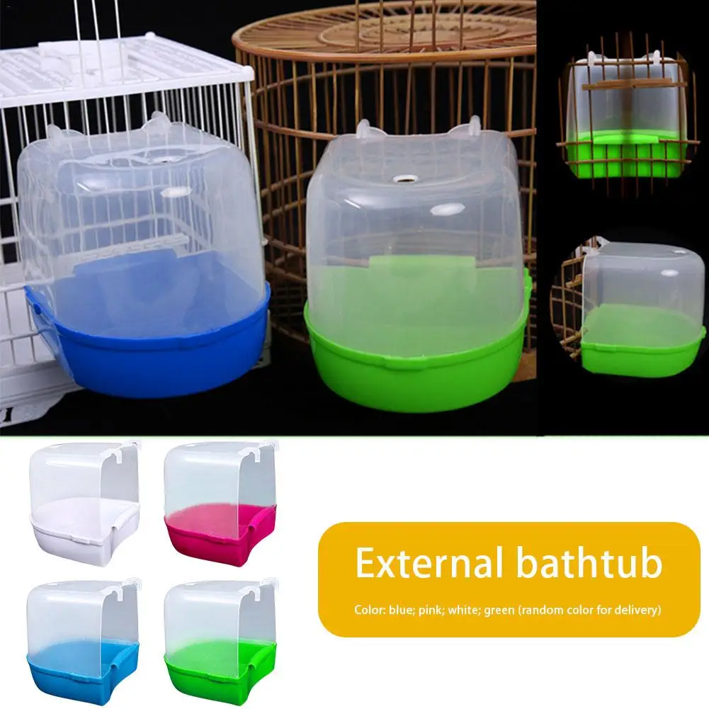 1Pc Plastic Bird Water Bath Box Bathtub Parrot For Parakeet Lovebird Bird Pet Cage Hanging Bowl Parakeet Birdbath Birds Supplies