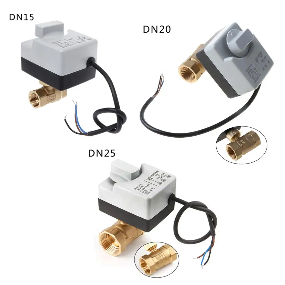 AC220V DN15 DN20 DN25 2 способа 3 провода латунный моторизованный шаровой клапан