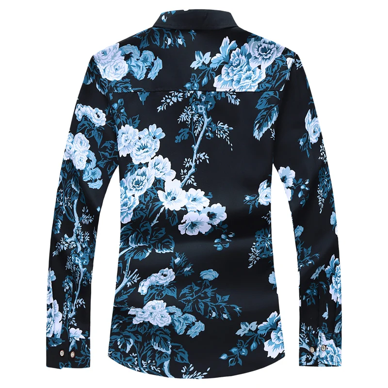 2019 Autumn Spring Clothes Shirt Men Long Sleeves Big Size M-5XL 6XL 7XL Print Hawaiian Beach Casual Floral Shirt For Man