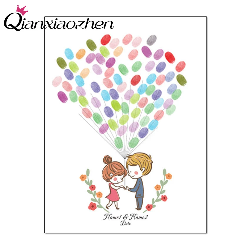 

Qianxiaozhen Personalized Custom Fingerprint Boy & Gir Wedding Guest Book Wedding Decoration Mariage Gastenboek Decoracion