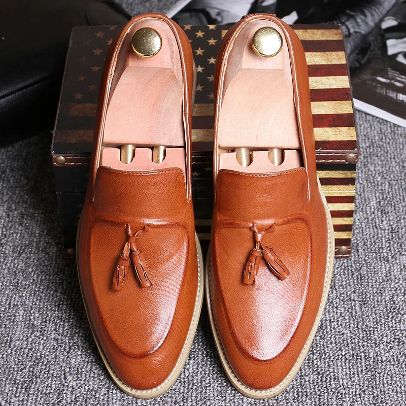 Herenschoenen zapatos charol hombre обувь на плоской подошве комфортная Мужская sapatos sociais masculinos Водонепроницаемые кожаные лоферы с кисточками