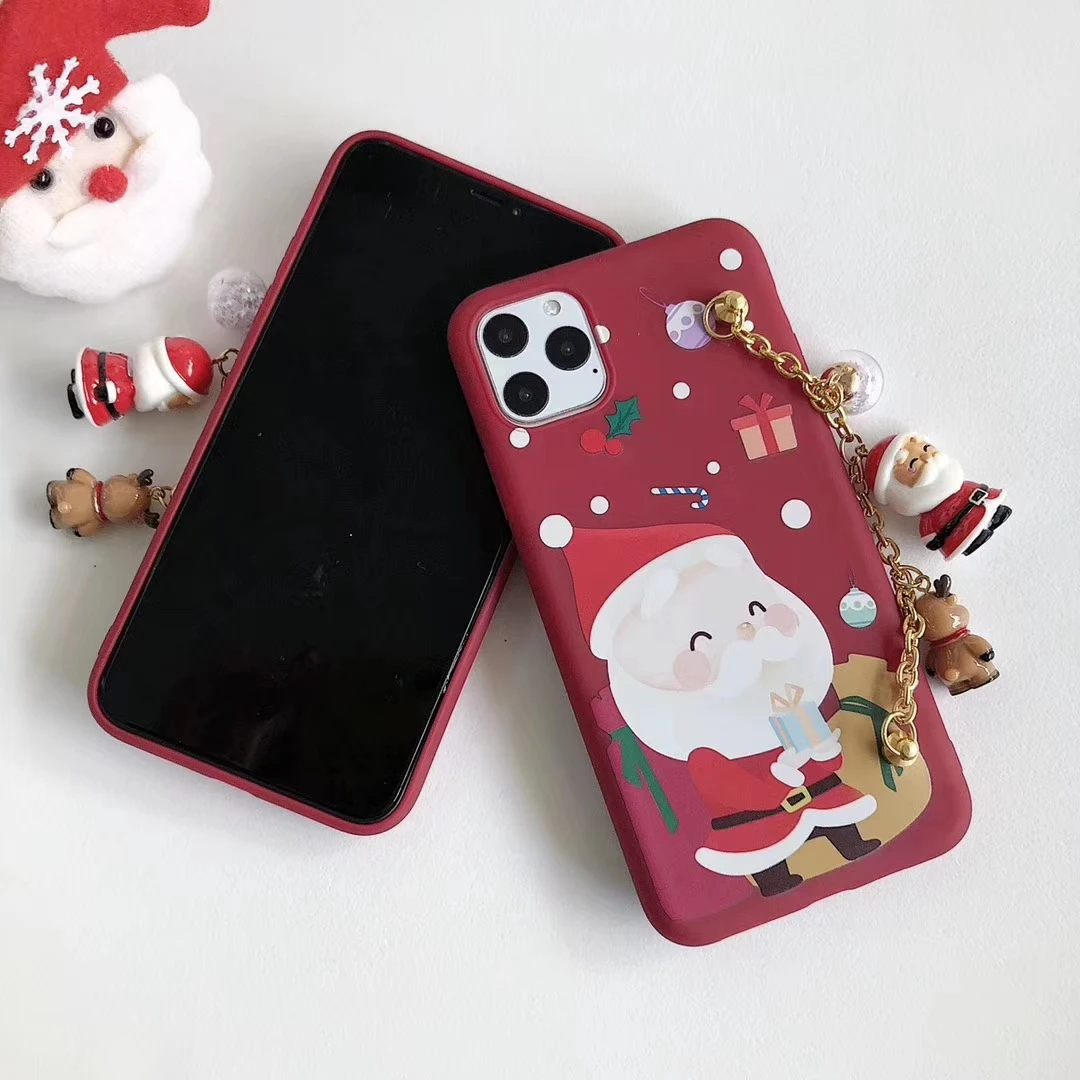 Милый чехол для телефона с Санта Клаусом для IPhone 11 чехол XR XS Max 6 6S 7 8Plus браслет-держатель задняя крышка Рождественский подарок чехол